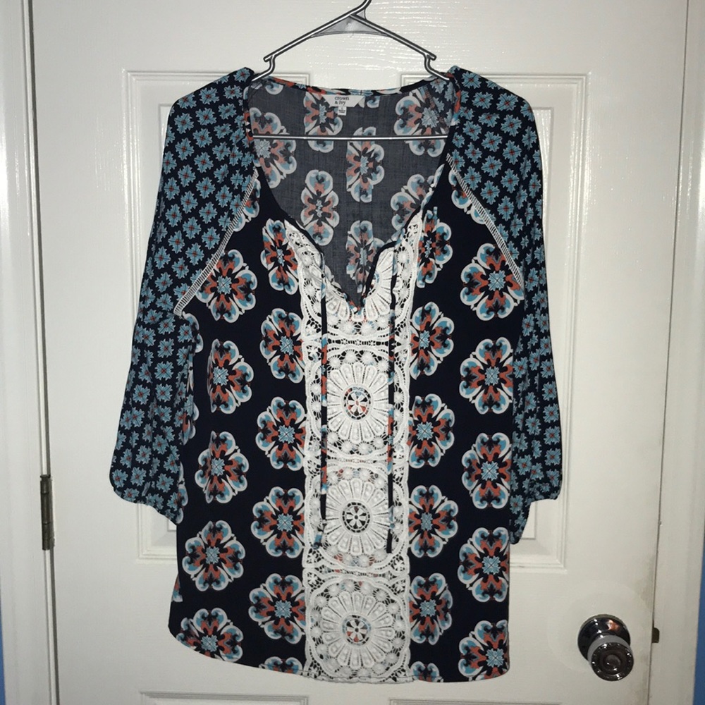 Crown & Ivy Tasseled 3/4 Sleeve Women’s Top